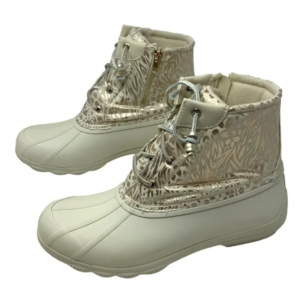 Sperry Saltwater Metallic Jacquard Duck Boot Size 10 NWT $110 MSRP